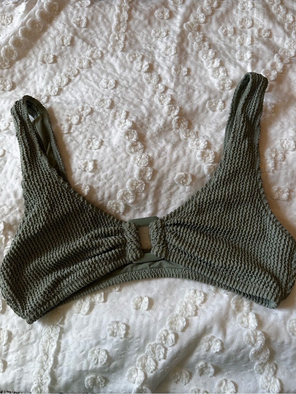 Aerie Olive Green Ribbed Iridescent Bikini top